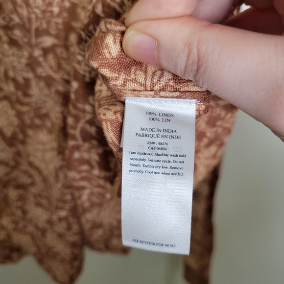 Faherty Earthy Brown Floral Paisley Garden Girl Ashley Linen Wrap Dress S - Picture 13 of 16